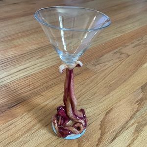 Blue Sky Clayworks Octopus Ceramic Stem Martini Glass w Recipe